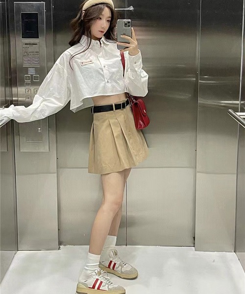LYEON（リヨン）の「ショートブラウス（シャツ/ブラウス・レディース・ホワイト/ブルー・FREE）」の4枚目の写真