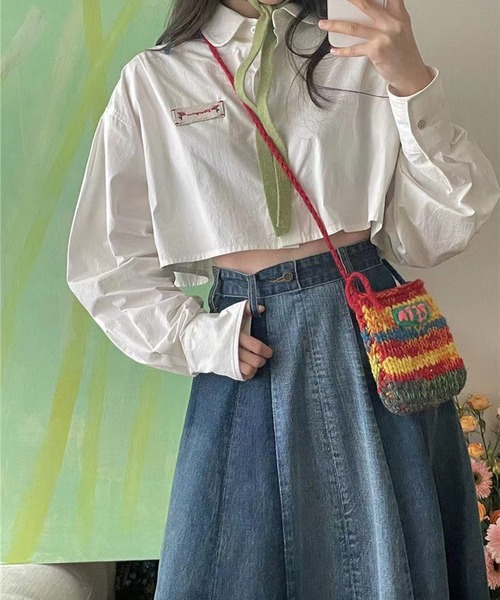 LYEON（リヨン）の「ショートブラウス（シャツ/ブラウス・レディース・ホワイト/ブルー・FREE）」の13枚目の写真