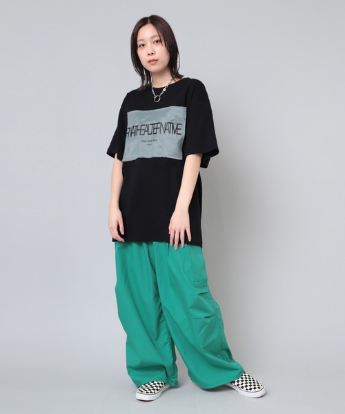 RNA（アールエヌエー）の「M2055 別布コンビＢＩＧ　Ｔ（Tシャツ/カットソー・レディース・ホワイト/ブラック/グリーン・MEDIUM）」の20枚目の写真
