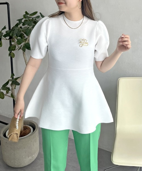 prose verse（プロズヴェール）の「パフスリーブペプラムニット（ニット/セーター・レディース・ブラック/オフホワイト・ﾌﾘ-）」の5枚目の写真