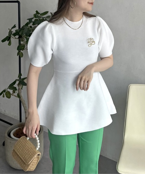 prose verse（プロズヴェール）の「パフスリーブペプラムニット（ニット/セーター・レディース・ブラック/オフホワイト・ﾌﾘ-）」の10枚目の写真