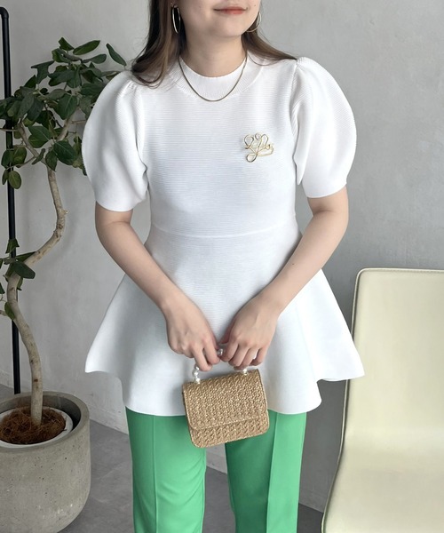 prose verse（プロズヴェール）の「パフスリーブペプラムニット（ニット/セーター・レディース・ブラック/オフホワイト・ﾌﾘ-）」の12枚目の写真