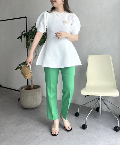 prose verse（プロズヴェール）の「パフスリーブペプラムニット（ニット/セーター・レディース・ブラック/オフホワイト・ﾌﾘ-）」の14枚目の写真