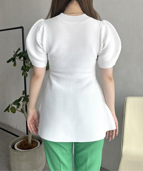 prose verse（プロズヴェール）の「パフスリーブペプラムニット（ニット/セーター・レディース・ブラック/オフホワイト・ﾌﾘ-）」の21枚目の写真