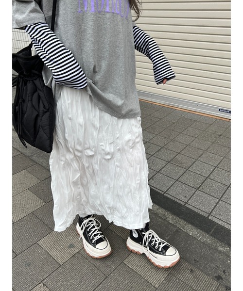 PHILLY（フィリー）の「ワッシャーロングスカート（スカート・レディース・ブラック/ホワイト・FREE）」の3枚目の写真