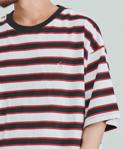 BEVERLY HILLS POLO CLUB(ビバリーヒルズポロクラブ)の「『BEVERLY HILLS POLO CLUB/ビバリーヒルズポロクラブ』天竺ボーダーワンポイント刺繍Tシャツ(Tシャツ/カットソー・メンズ・ネイビー/グリーン/ホワイト/スミクロ・XL/L/M)」の9枚目の写真