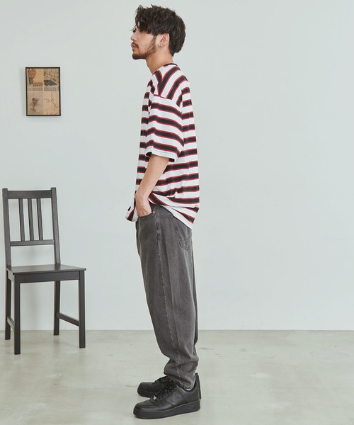 BEVERLY HILLS POLO CLUB(ビバリーヒルズポロクラブ)の「『BEVERLY HILLS POLO CLUB/ビバリーヒルズポロクラブ』天竺ボーダーワンポイント刺繍Tシャツ(Tシャツ/カットソー・メンズ・ネイビー/グリーン/ホワイト/スミクロ・XL/L/M)」の12枚目の写真