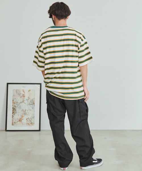 BEVERLY HILLS POLO CLUB(ビバリーヒルズポロクラブ)の「『BEVERLY HILLS POLO CLUB/ビバリーヒルズポロクラブ』天竺ボーダーワンポイント刺繍Tシャツ(Tシャツ/カットソー・メンズ・ネイビー/グリーン/ホワイト/スミクロ・XL/L/M)」の16枚目の写真