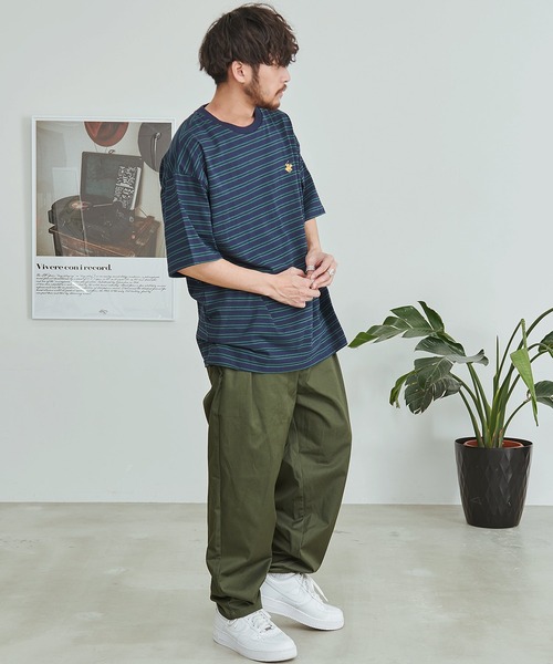 BEVERLY HILLS POLO CLUB(ビバリーヒルズポロクラブ)の「『BEVERLY HILLS POLO CLUB/ビバリーヒルズポロクラブ』天竺ボーダーワンポイント刺繍Tシャツ(Tシャツ/カットソー・メンズ・ネイビー/グリーン/ホワイト/スミクロ・XL/L/M)」の19枚目の写真