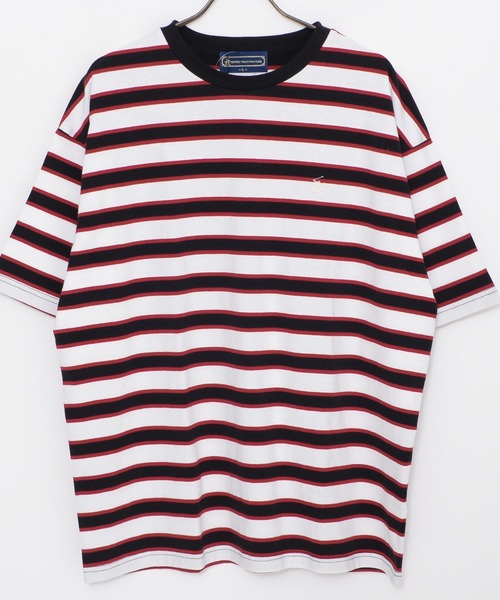 BEVERLY HILLS POLO CLUB(ビバリーヒルズポロクラブ)の「『BEVERLY HILLS POLO CLUB/ビバリーヒルズポロクラブ』天竺ボーダーワンポイント刺繍Tシャツ(Tシャツ/カットソー・メンズ・ネイビー/グリーン/ホワイト/スミクロ・XL/L/M)」の22枚目の写真