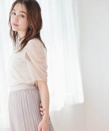 mysty woman | ラメシアーギャザースリーブプルオーバー　905310(Tシャツ/カットソー)