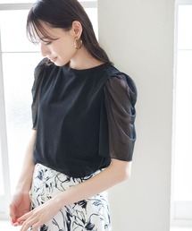 mysty woman | ラメシアーギャザースリーブプルオーバー 905310(Tシャツ/カットソー)