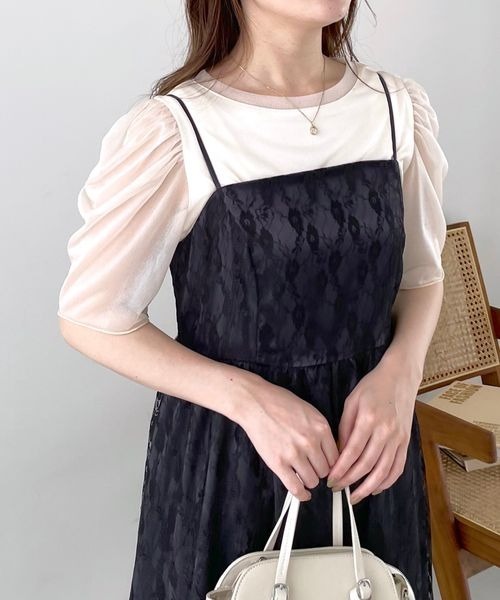 mysty woman（ミスティウーマン）の「ラメシアーギャザースリーブプルオーバー　905310（Tシャツ/カットソー・レディース・ブラック/オフホワイト/グレイッシュブルー・FREE）」の21枚目の写真