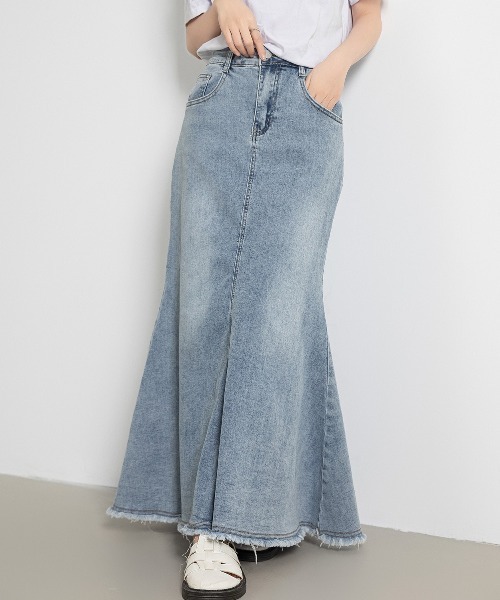 大きいサイズあり/ロング丈] 旬のY2Kスタイルに。切りっぱなしフリンジ