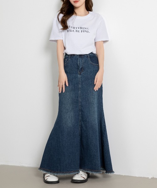 マーメイドコットンデニムフリンジスカート Amazon.co.jp: [DAYCLOSET] デニム マーメイドスカート