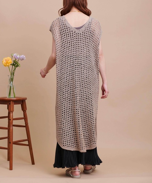 mil(ミル)の「【150㎝前後の小柄さんサイズ】2way透かし編みワンピース【Vネック・Uネック】(ワンピース・レディース・ベージュ/オレンジ/モカ・XS/S)」の7枚目の写真