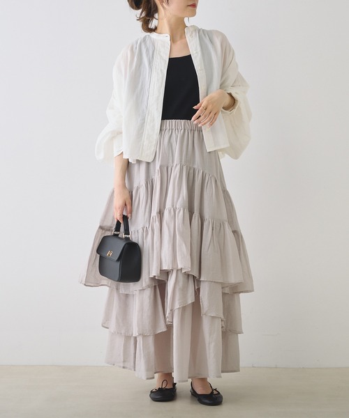 PUAL CE CIN（ピュアルセシン）の「コットンガーゼ クロップド ブラウス（シャツ/ブラウス・レディース・ベージュ/ブラック/オフホワイト・FREE）」の8枚目の写真