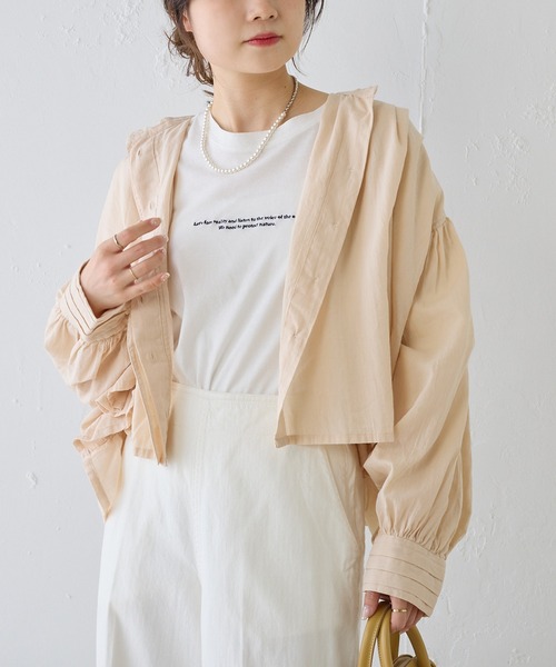 PUAL CE CIN（ピュアルセシン）の「コットンガーゼ クロップド ブラウス（シャツ/ブラウス・レディース・ベージュ/ブラック/オフホワイト・FREE）」の14枚目の写真