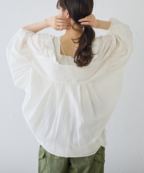 PUAL CE CIN（ピュアルセシン）の「コットンガーゼ クロップド ブラウス（シャツ/ブラウス・レディース・ベージュ/ブラック/オフホワイト・FREE）」の13枚目の写真