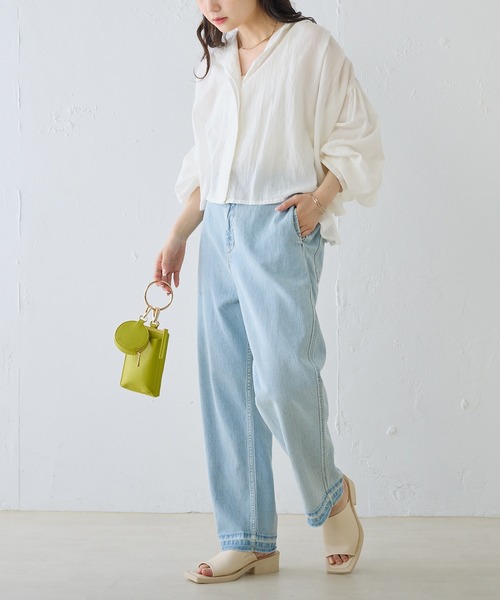 PUAL CE CIN（ピュアルセシン）の「コットンガーゼ クロップド ブラウス（シャツ/ブラウス・レディース・ベージュ/ブラック/オフホワイト・FREE）」の4枚目の写真