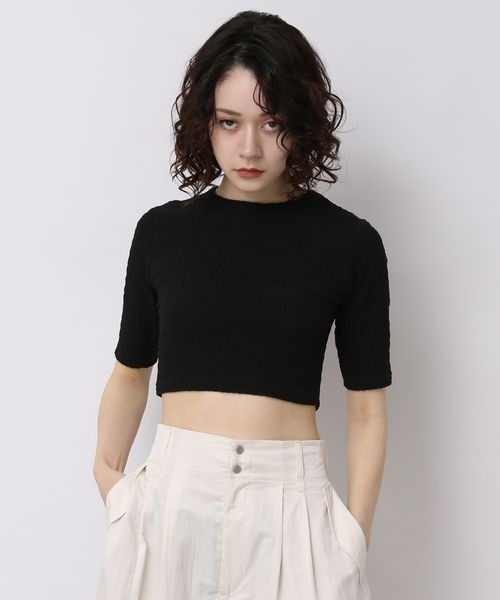 JEANASIS(ジーナシス)の「ジャガードクロップドTEE 5S/907022(Tシャツ/カットソー・レディース・レッド/ホワイト/ブラック・FREE)」の8枚目の写真