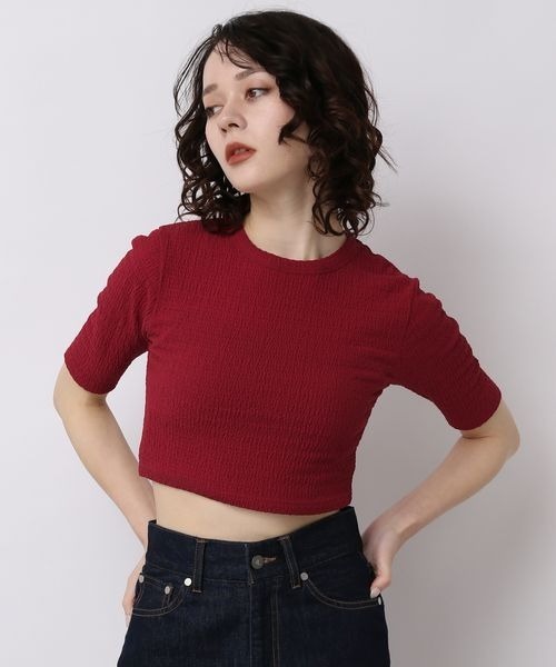 JEANASIS(ジーナシス)の「ジャガードクロップドTEE 5S/907022(Tシャツ/カットソー・レディース・レッド/ホワイト/ブラック・FREE)」の12枚目の写真