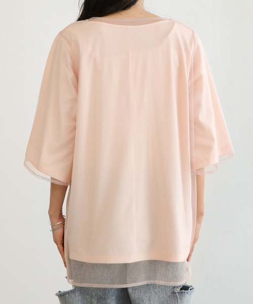 Bab(バブ)の「レイヤードチュールトップス(Tシャツ/カットソー・レディース・グレイッシュベージュ/ピンク/ホワイト系その他・M)」の15枚目の写真