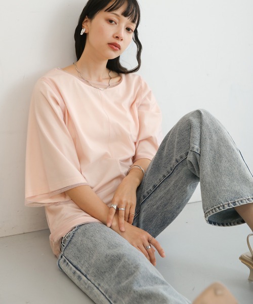 Bab(バブ)の「レイヤードチュールトップス(Tシャツ/カットソー・レディース・グレイッシュベージュ/ピンク/ホワイト系その他・M)」の6枚目の写真