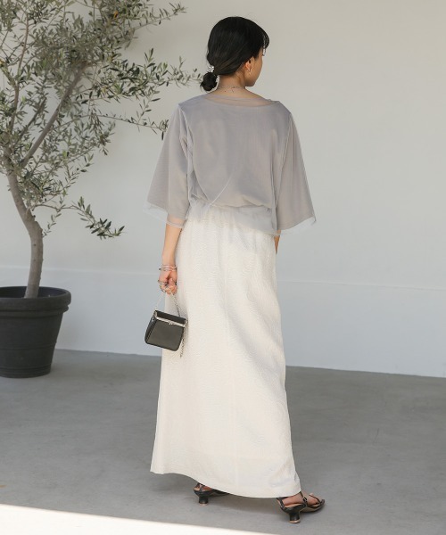 Bab(バブ)の「レイヤードチュールトップス(Tシャツ/カットソー・レディース・グレイッシュベージュ/ピンク/ホワイト系その他・M)」の20枚目の写真