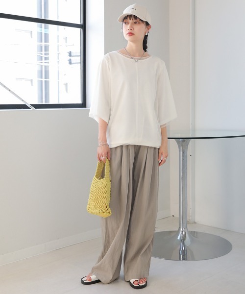 Bab(バブ)の「レイヤードチュールトップス(Tシャツ/カットソー・レディース・グレイッシュベージュ/ピンク/ホワイト系その他・M)」の5枚目の写真