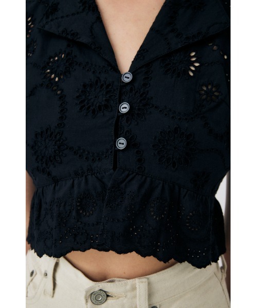 moussy - moussy EMBROIDERED LACE ブラウス　ブラック MOUSSY EMBROIDERED LACE ブラウス ブラック - メルカリ