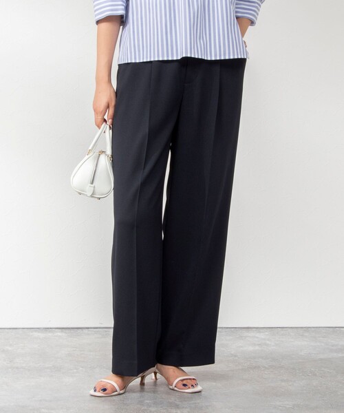 NOLLEY’S（ノーリーズ）の「《セットアップ対応》ウォッシャブル麻調タックワイドパンツ（その他パンツ・レディース・キナリ/ベージュ/ネイビー・38/36）」の3枚目の写真