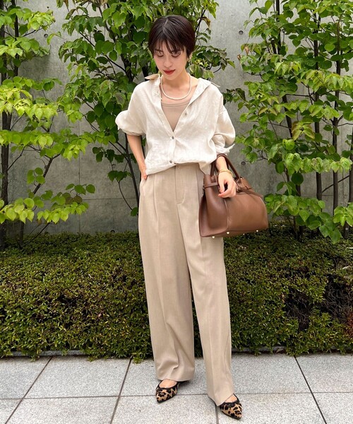 NOLLEY’S（ノーリーズ）の「《セットアップ対応》ウォッシャブル麻調タックワイドパンツ（その他パンツ・レディース・キナリ/ベージュ/ネイビー・38/36）」の20枚目の写真