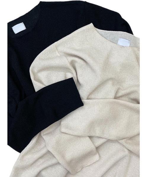 Chikashitsu +(チカシツプラス)の「【Chikashitsu +】see-through long sleeve knit / 【チカシツプラス】シースルー長袖ニット(ニット/セーター・メンズ・アイボリー/ブラック・ONE SIZE)」の11枚目の写真