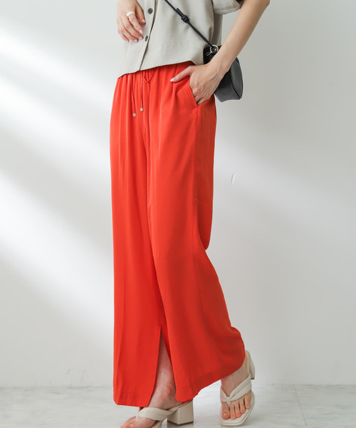 SENSE OF PLACE by URBAN RESEARCH（センスオブプレイスバイアーバンリサーチ）の「インスリットイージーパンツ（その他パンツ・レディース・オレンジ/チャコールグレー/ベージュ・SMALL/MEDIUM）」の3枚目の写真