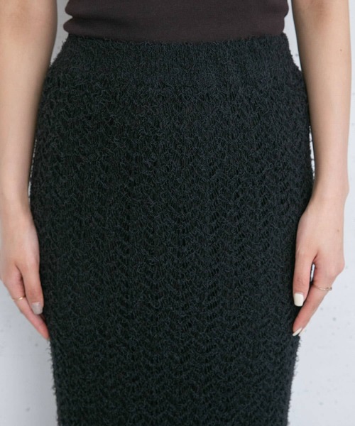 KBF(ケイビーエフ)の「フリンジ透かし編みニットスカート(スカート・レディース・ブラック/ベージュ/ブラウン・ONE)」の10枚目の写真