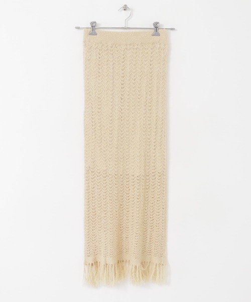 KBF(ケイビーエフ)の「フリンジ透かし編みニットスカート(スカート・レディース・ブラック/ベージュ/ブラウン・ONE)」の13枚目の写真