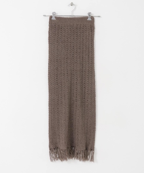 KBF(ケイビーエフ)の「フリンジ透かし編みニットスカート(スカート・レディース・ブラック/ベージュ/ブラウン・ONE)」の15枚目の写真
