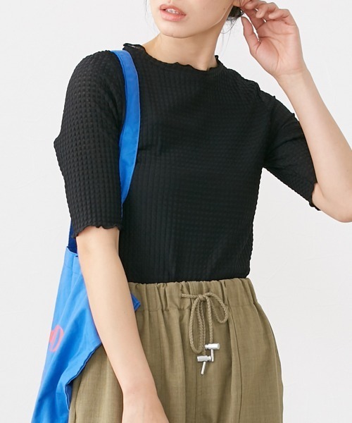 Le temps riche(ルタンリッシュ)の「ぽこぽこメロウシアーチュールトップス <Le temps riche>(Tシャツ/カットソー・レディース・ブラック/オフホワイト/ライトグリーン・L/LL/M)」の3枚目の写真