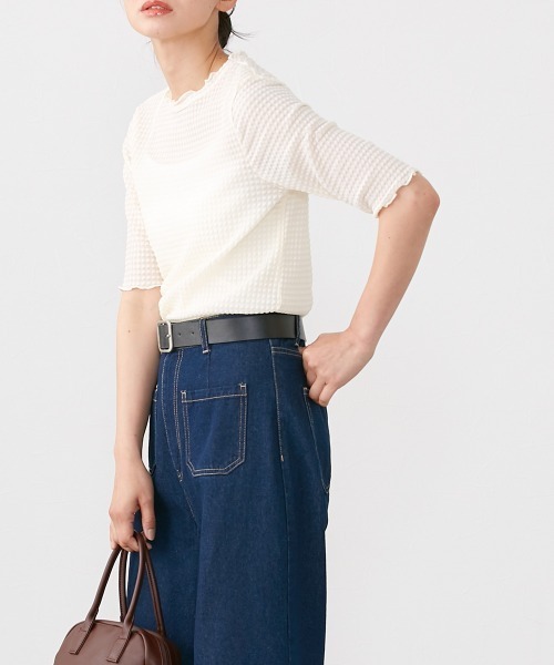 Le temps riche(ルタンリッシュ)の「ぽこぽこメロウシアーチュールトップス <Le temps riche>(Tシャツ/カットソー・レディース・ブラック/オフホワイト/ライトグリーン・L/LL/M)」の10枚目の写真