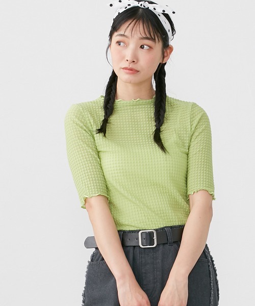 Le temps riche(ルタンリッシュ)の「ぽこぽこメロウシアーチュールトップス <Le temps riche>(Tシャツ/カットソー・レディース・ブラック/オフホワイト/ライトグリーン・L/LL/M)」の18枚目の写真