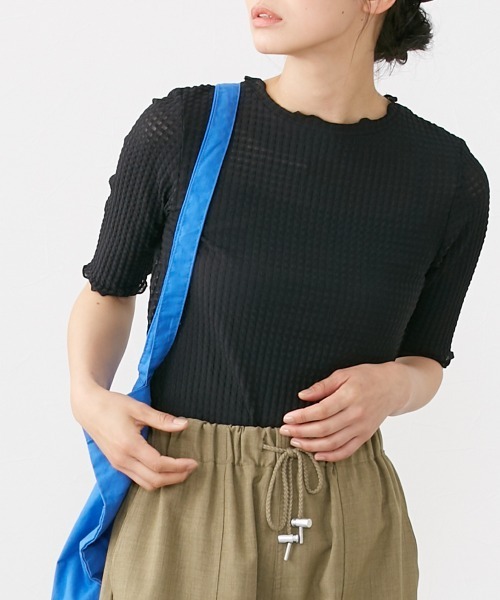 Le temps riche(ルタンリッシュ)の「ぽこぽこメロウシアーチュールトップス <Le temps riche>(Tシャツ/カットソー・レディース・ブラック/オフホワイト/ライトグリーン・L/LL/M)」の4枚目の写真