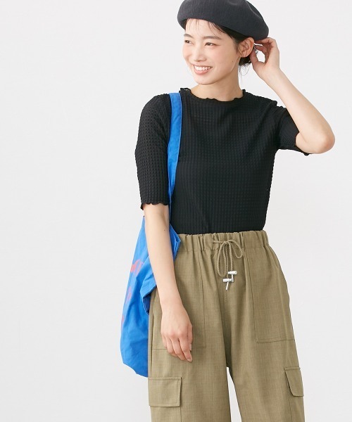 Le temps riche(ルタンリッシュ)の「ぽこぽこメロウシアーチュールトップス <Le temps riche>(Tシャツ/カットソー・レディース・ブラック/オフホワイト/ライトグリーン・L/LL/M)」の6枚目の写真
