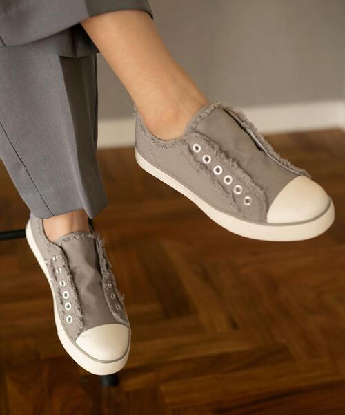 coen（コーエン）の「キャンバススリッポン（スリッポン・レディース・グレー・S/M/L/XL/XS）」の2枚目の写真