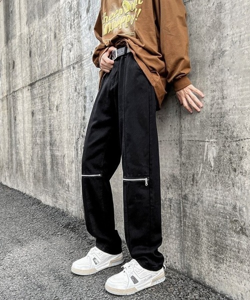 BASQUE magenta(バスクマゼンタ)の「ZIPデザインストレートパンツ(デニムパンツ・メンズ・ブラック・XL/L/M)」の6枚目の写真