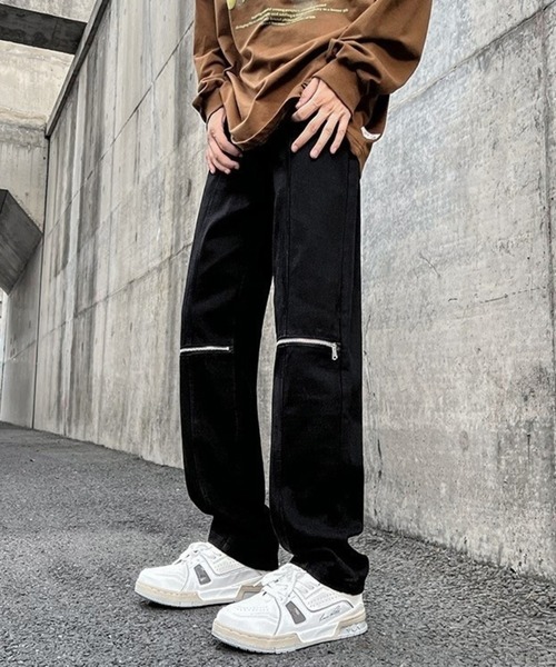 BASQUE magenta(バスクマゼンタ)の「ZIPデザインストレートパンツ(デニムパンツ・メンズ・ブラック・XL/L/M)」の7枚目の写真
