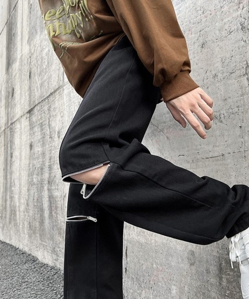 BASQUE magenta(バスクマゼンタ)の「ZIPデザインストレートパンツ(デニムパンツ・メンズ・ブラック・XL/L/M)」の10枚目の写真