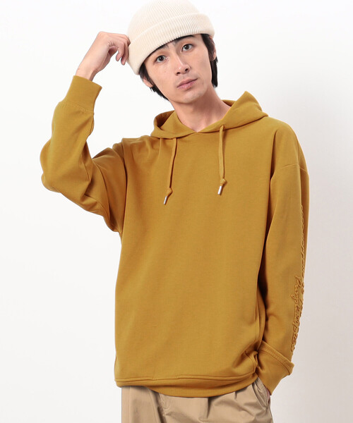 Purple&Yellow(パープルアンドイエロー)の「TRダンボールニット スリーブエンボス パーカ(パーカー・メンズ・マスタード/ブラック/カーキ/マルチ・SMALL/MEDIUM/LARGE/X-LARGE)」の19枚目の写真