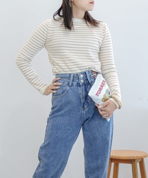 aimoha | ハイネック　ボーダーニットトップス(ニット/セーター)