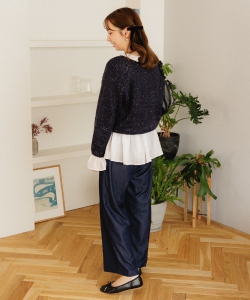 flower(フラワー)の「ルーズリータックパンツ(デニムパンツ・レディース・ネイビー/ベージュ・FREE)」の10枚目の写真